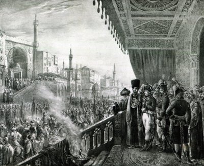 Napoleón Bonaparte (1769-1821) celebrando el cumpleaños del Profeta Mahoma en El Cairo, durante su campaña egipcia, 1799 de Alexandre Marie Colin